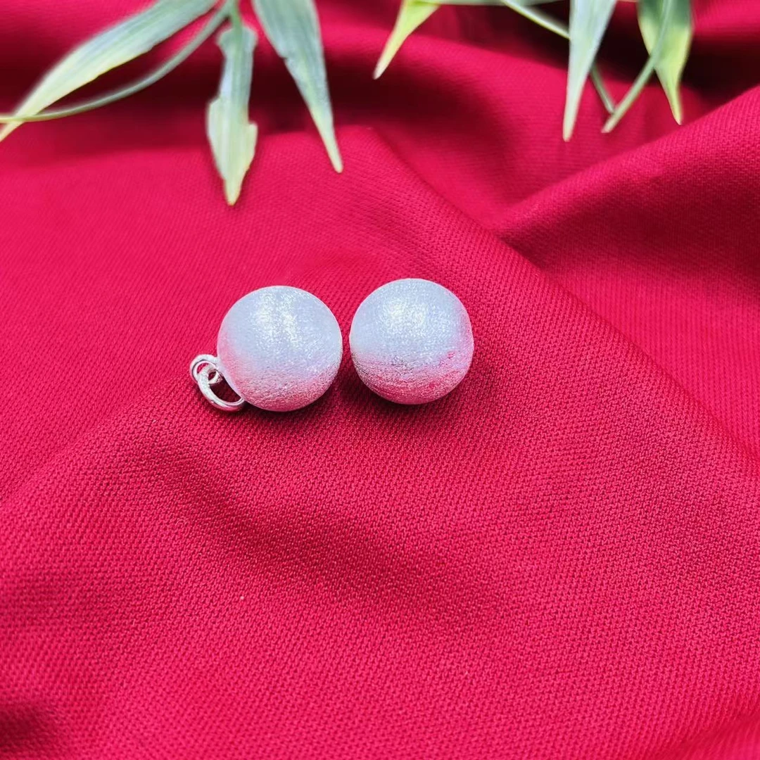 吊坠925银 【佰万银庄】S925银拉丝珠珠球通孔带扣头双款14mm吊坠