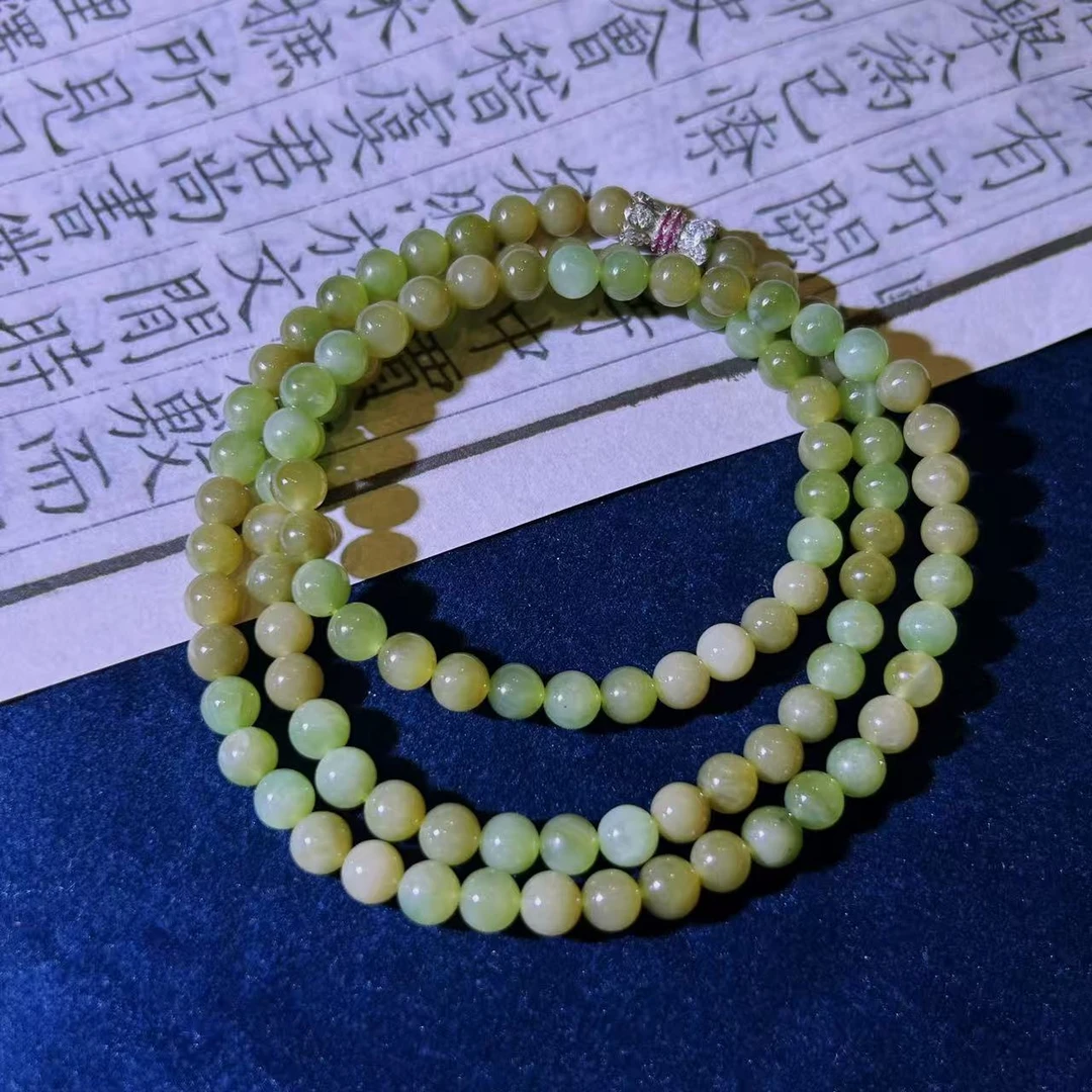 天然和田玉颈饰-珠径6mm-HTY721-不退不换
