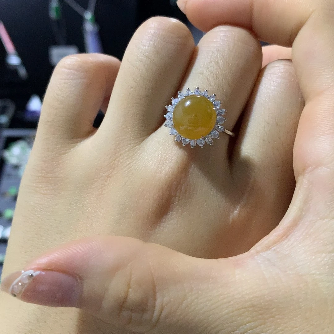 翡翠戒指银S925镶嵌戒指