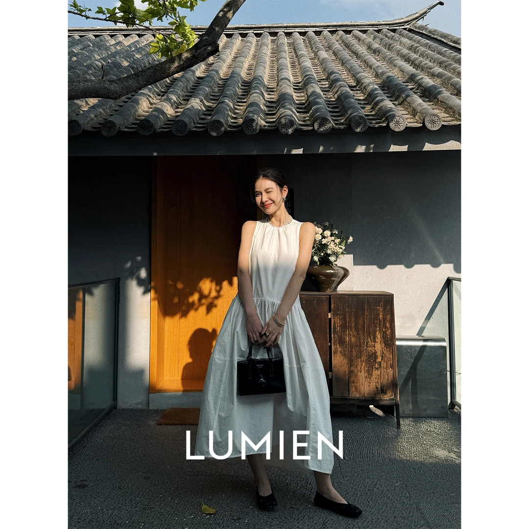 【LUMIEN】欧若风法式大U领设计气质优雅花苞大摆连衣裙女LX5DLL188