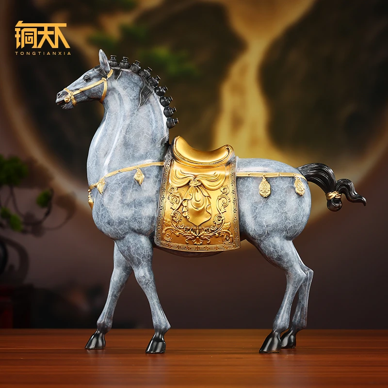 铜天下黄铜马到成功盛世唐马摆件十二生肖工艺品办公室桌面装饰品