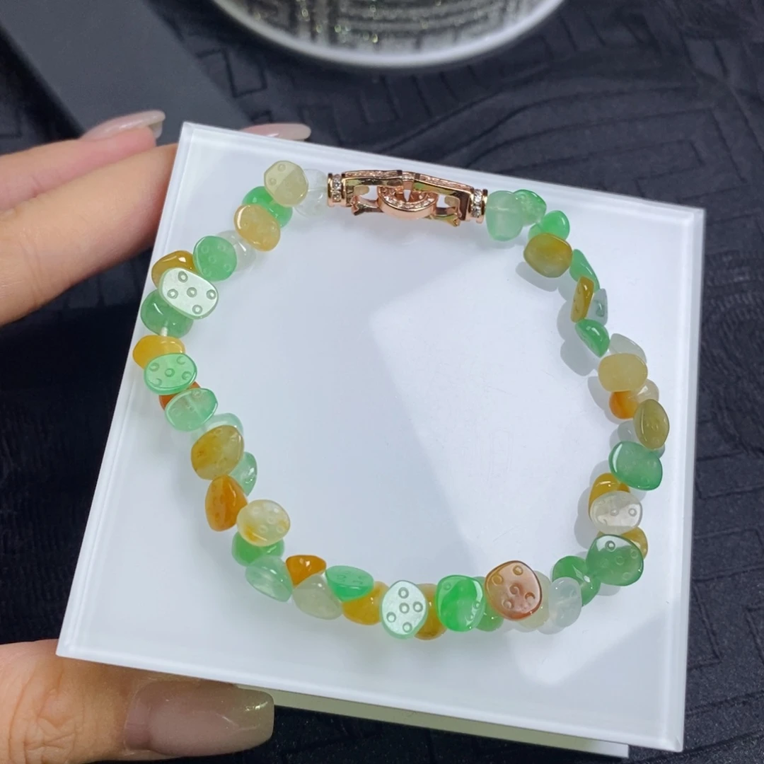 翡翠未镶嵌手串多宝小莲蓬