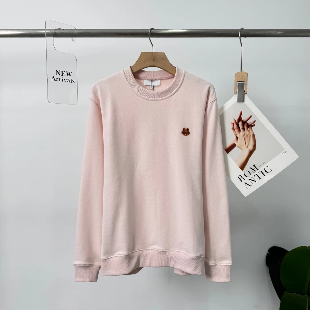 C887 高货虎头刺绣女装净版粉色可爱纯棉高级舒适秋冬长袖T恤卫衣