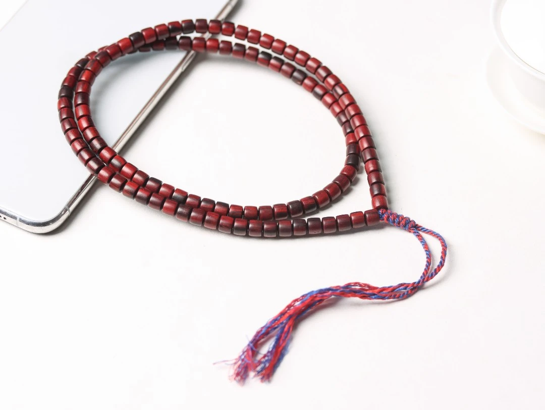 【颍川旧局】小叶紫檀二膘拆房老料高油密精工108藏式竹节