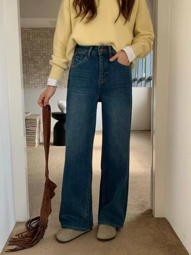 轩轩秋款植绒四面弹直筒裤1137