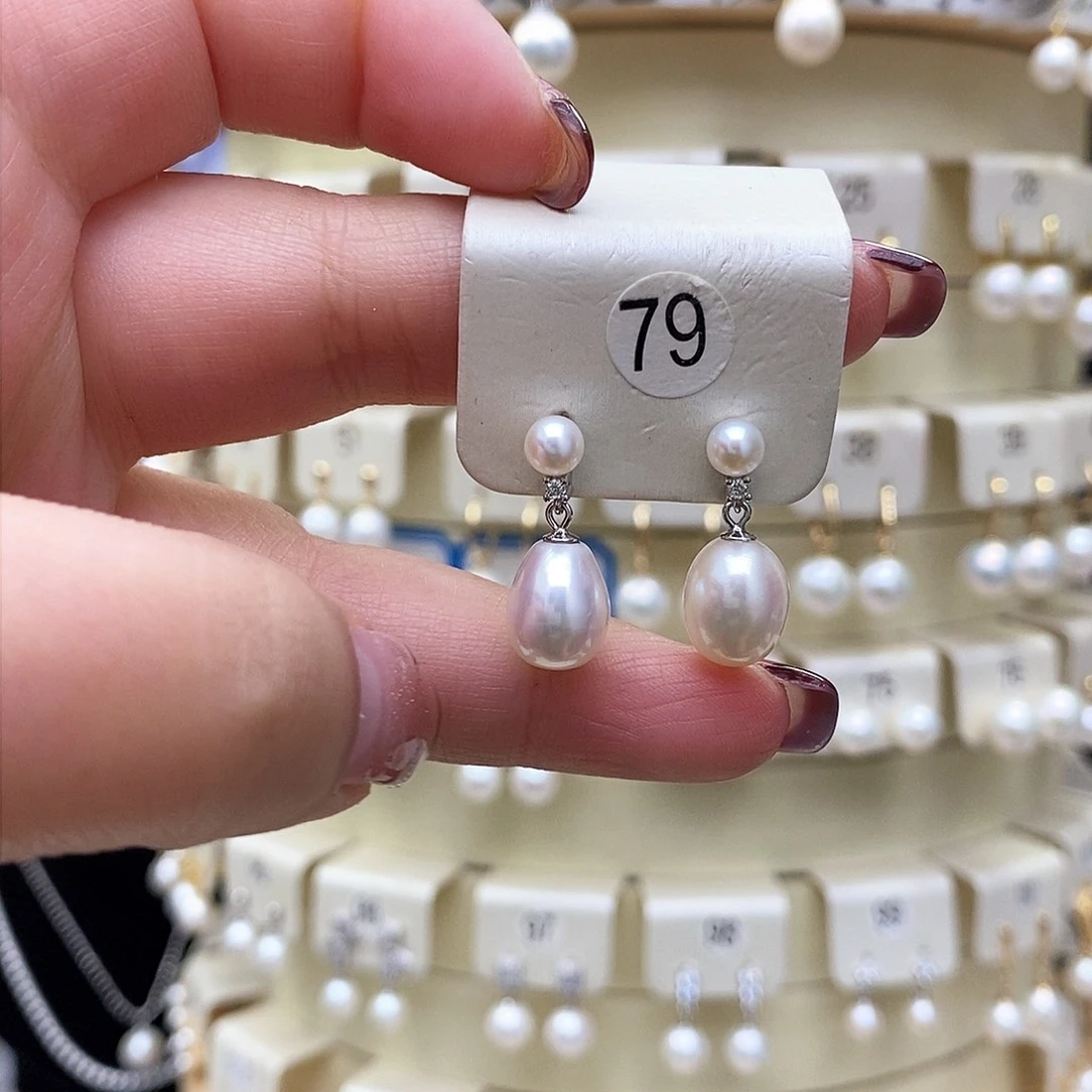 淡水珍珠耳饰银S925镶嵌