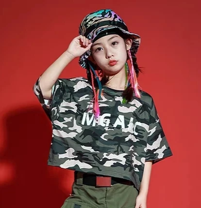 F1中下女宝儿童迷彩单短袖（拍一发二儿童迷彩服）