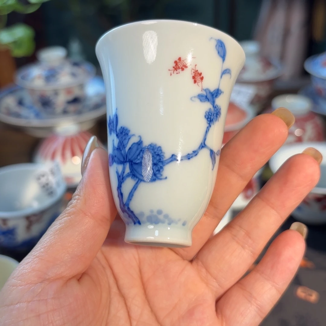 孤品福利青花手绘闻香杯