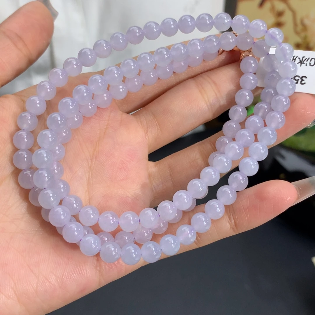 未镶嵌手串翡翠卡6冰胶淡淡粉紫项链