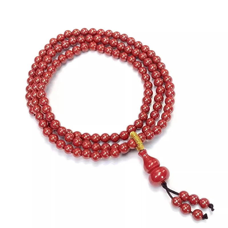 红色葫芦流苏吊坠多圈搭配手串毛衣4-5mm