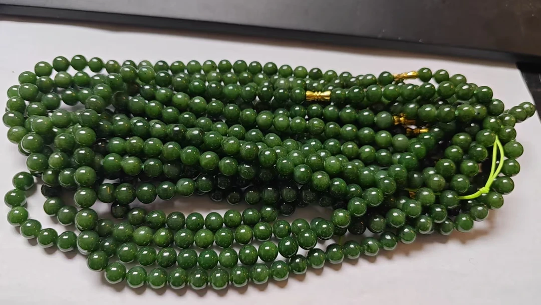 （微瑕）和田玉碧玉项链8mm左右多样性发其一C-989
