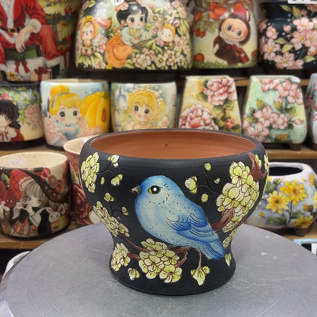 景德镇炫彩手绘口14.5高12