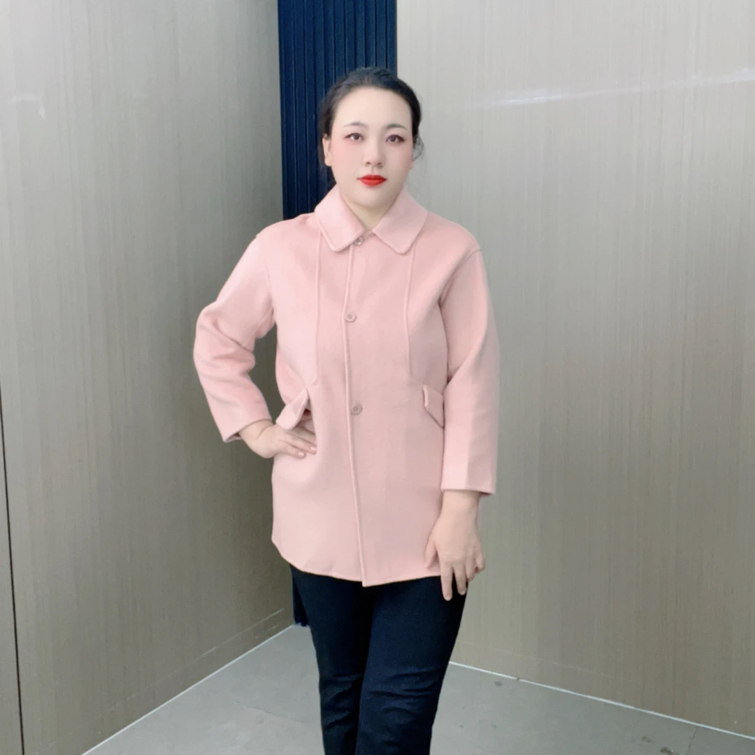 【欣欣严选】时尚纯色中长款秋冬百搭毛呢外套呢子洋气女士0019