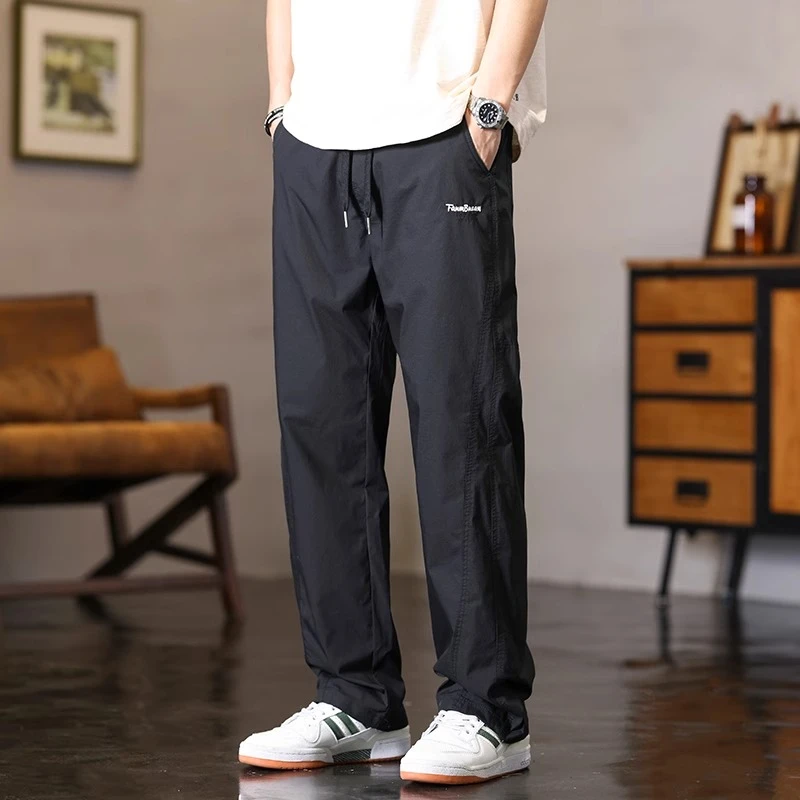 Cebrodz夏季薄款休闲裤男士速干运动裤美式潮牌宽松垂感阔腿长裤