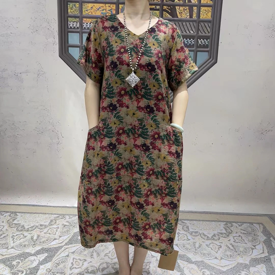 9455夏季新款时尚显瘦洋气减龄短袖连衣裙