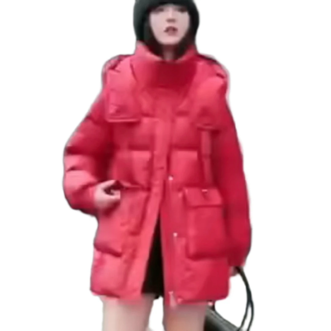 （远映）W43连帽设计师潮流时尚宽松减龄女士羽绒服75长