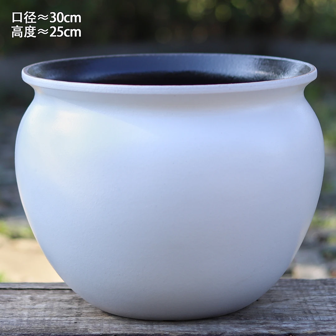 口径30厘米白色简约矮胖大花盆多肉绿植老桩花卉室内外透气陶瓷盆