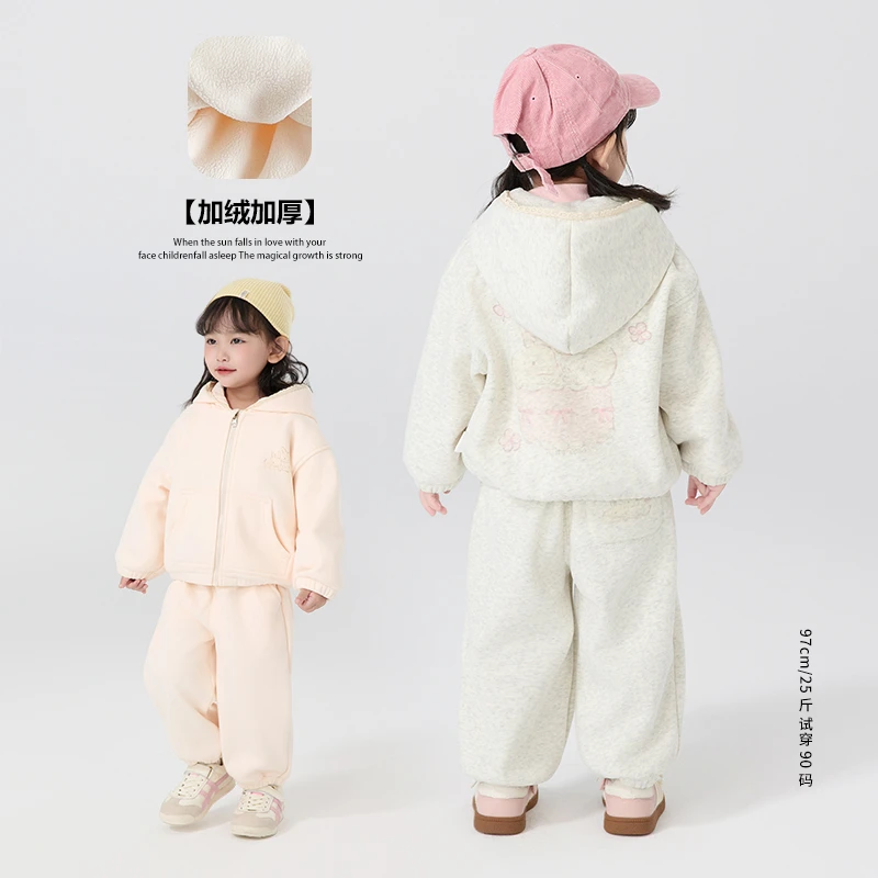 【加绒针织套装】郝叔童品秋冬新款2025女童加绒针织套装潮kkHP5370