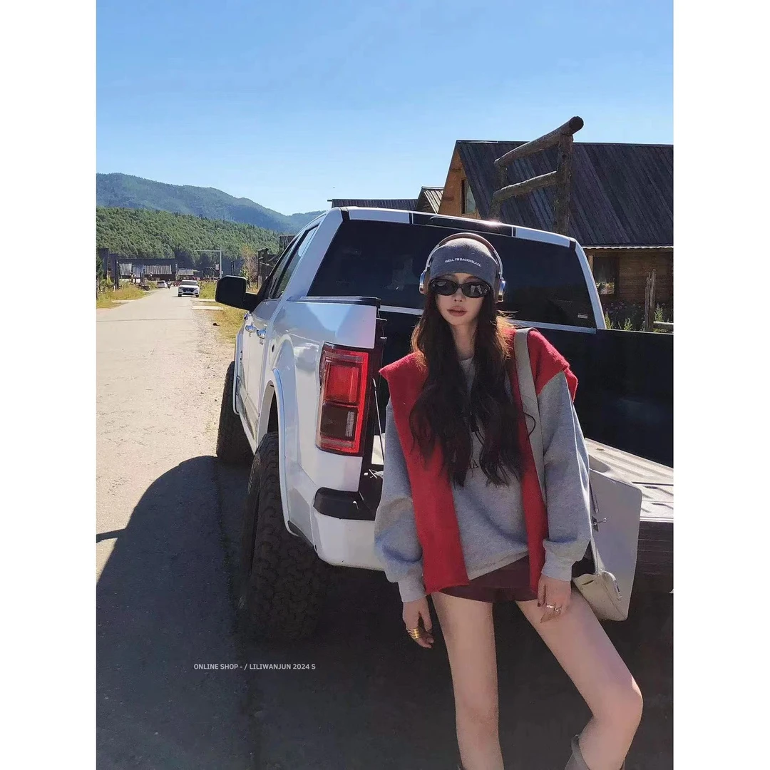 婉君【禾木大卫衣】秋季美式慵懒风宽松简约圆领卫衣LWJ24C3T1572