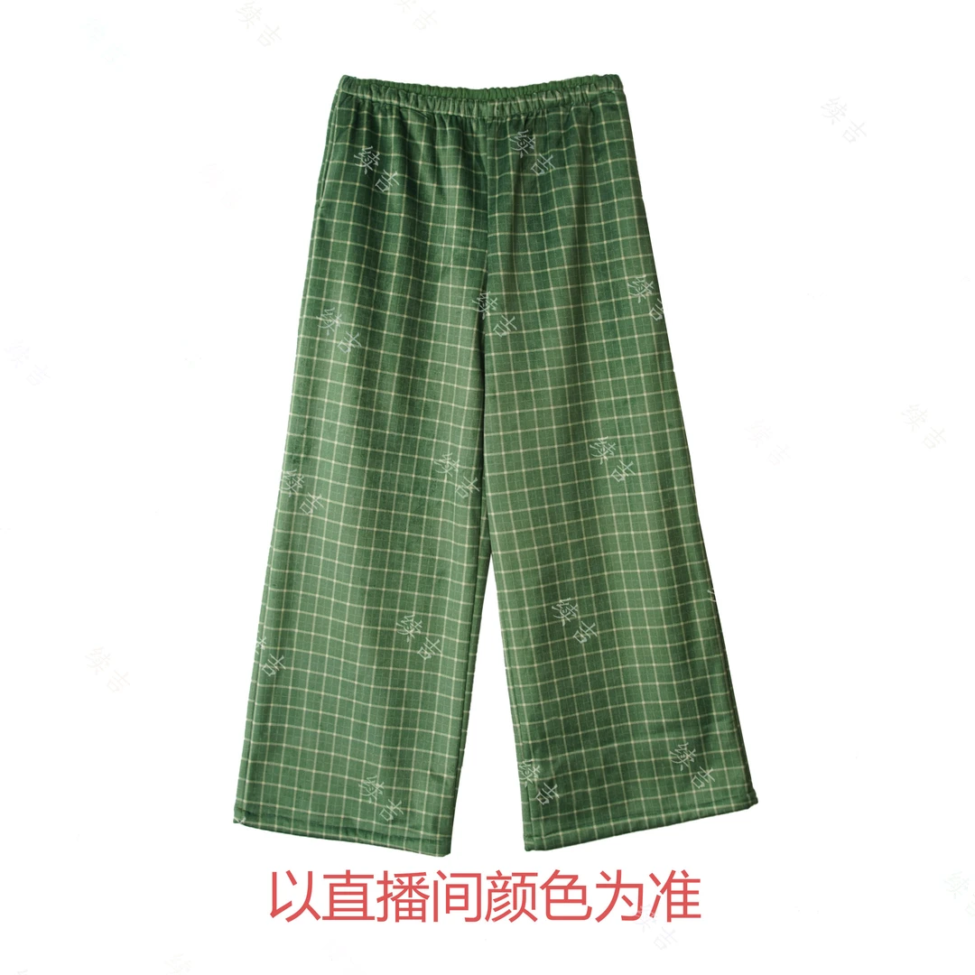 冬-续吉麻衣25-3276【休闲时光】加绒格纹设计感阔腿裤