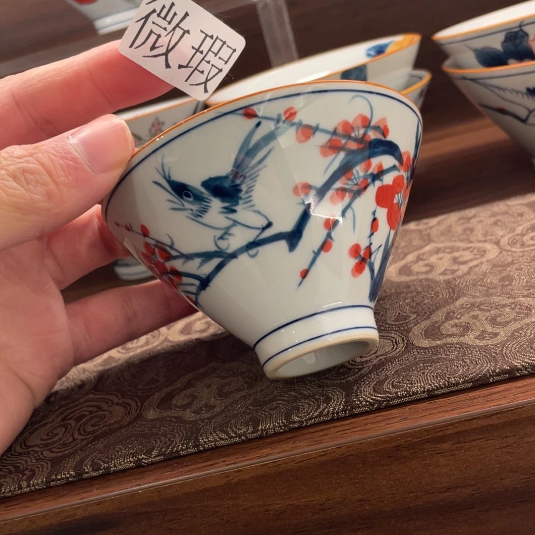 釉下手绘茶具微瑕