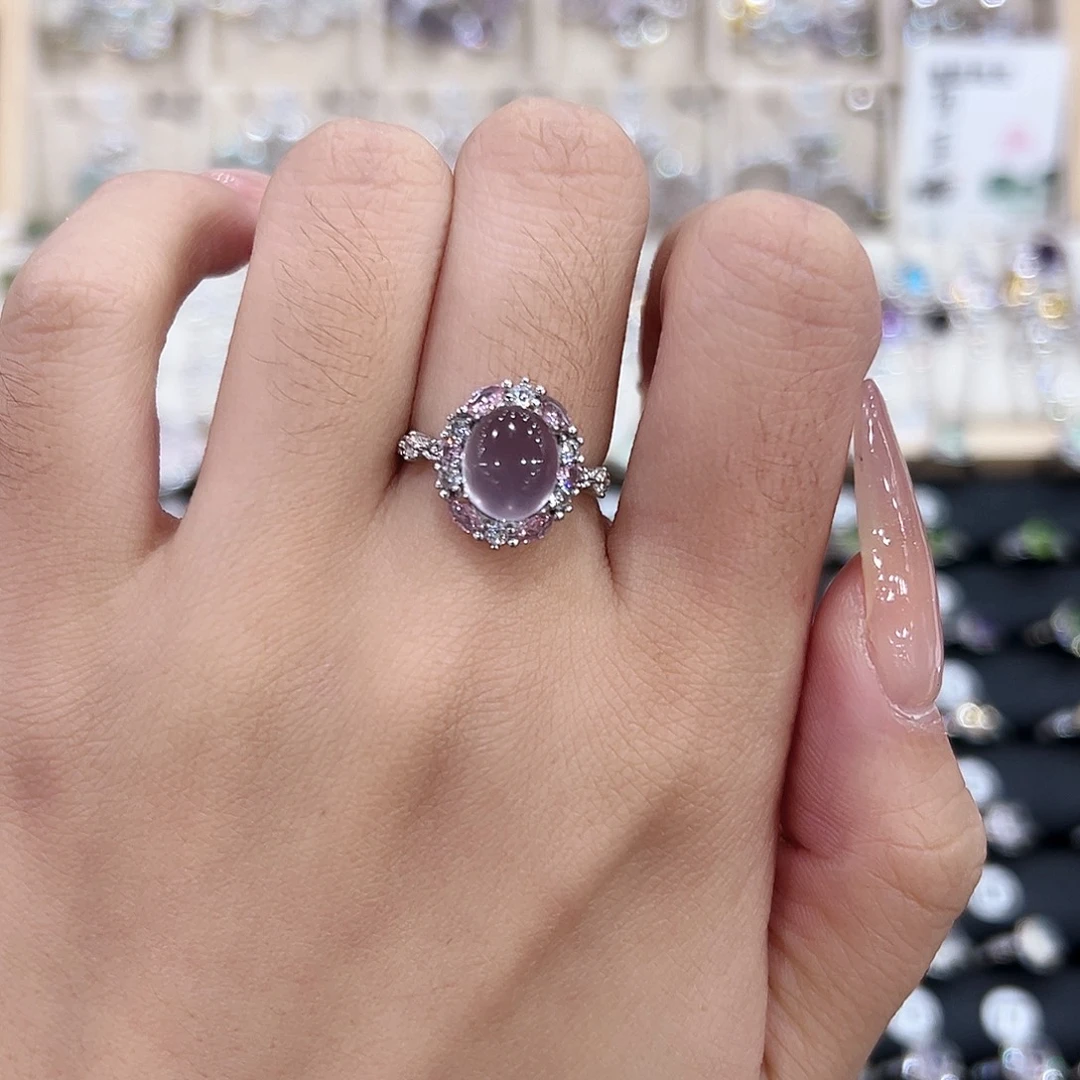 皮***佑银S925镶嵌戒指萤石