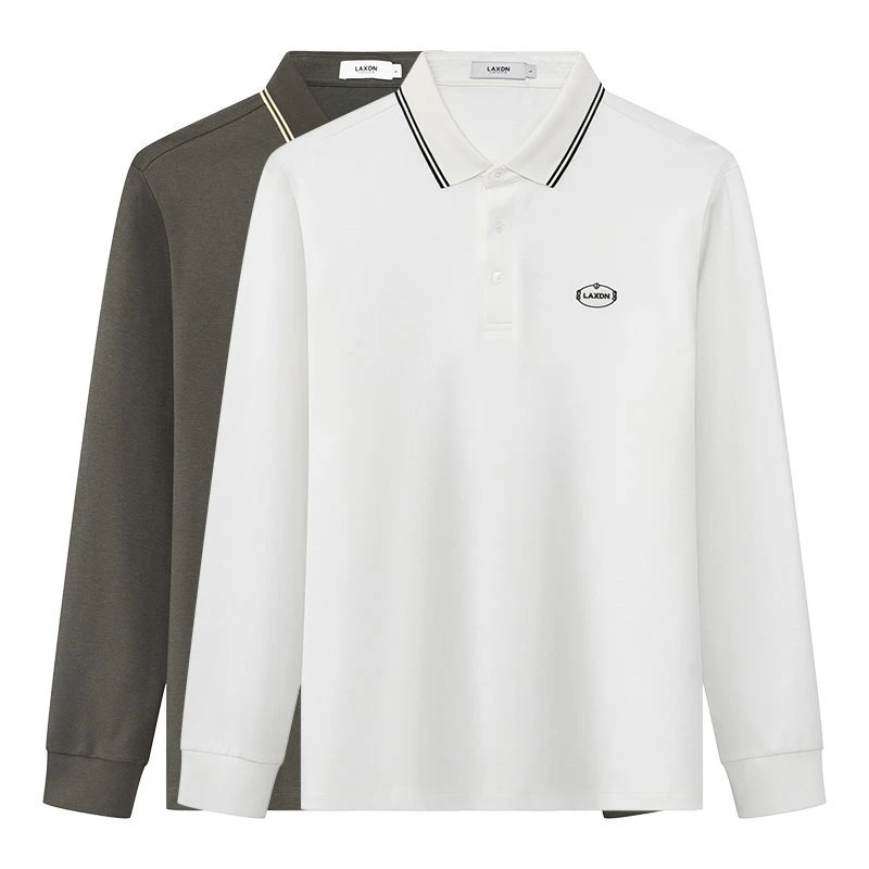 【长袖POLO衫】莱克斯顿男装秋季通勤休闲长袖翻领POLO衫1030640015