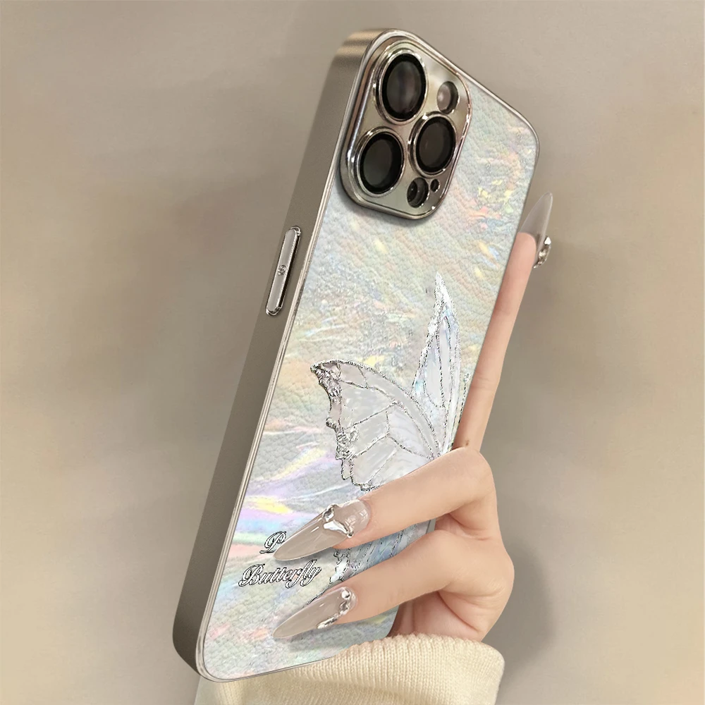 炫彩蝴蝶适用苹果16promax手机壳可爱iphone16保护套15promax电镀