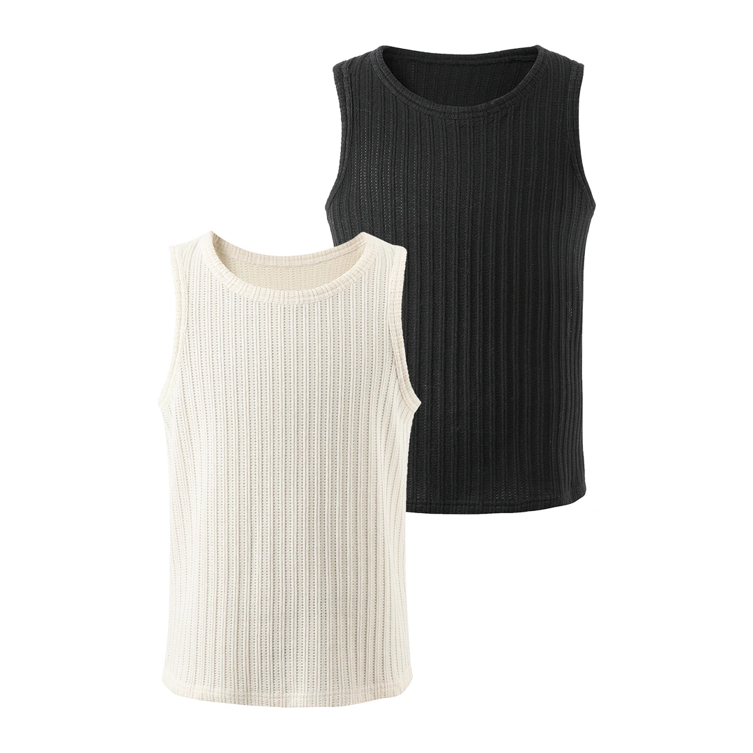 AERIAN SEPT半镂空编织肌理感混纺基础无袖坎肩宽松纯色背心休闲