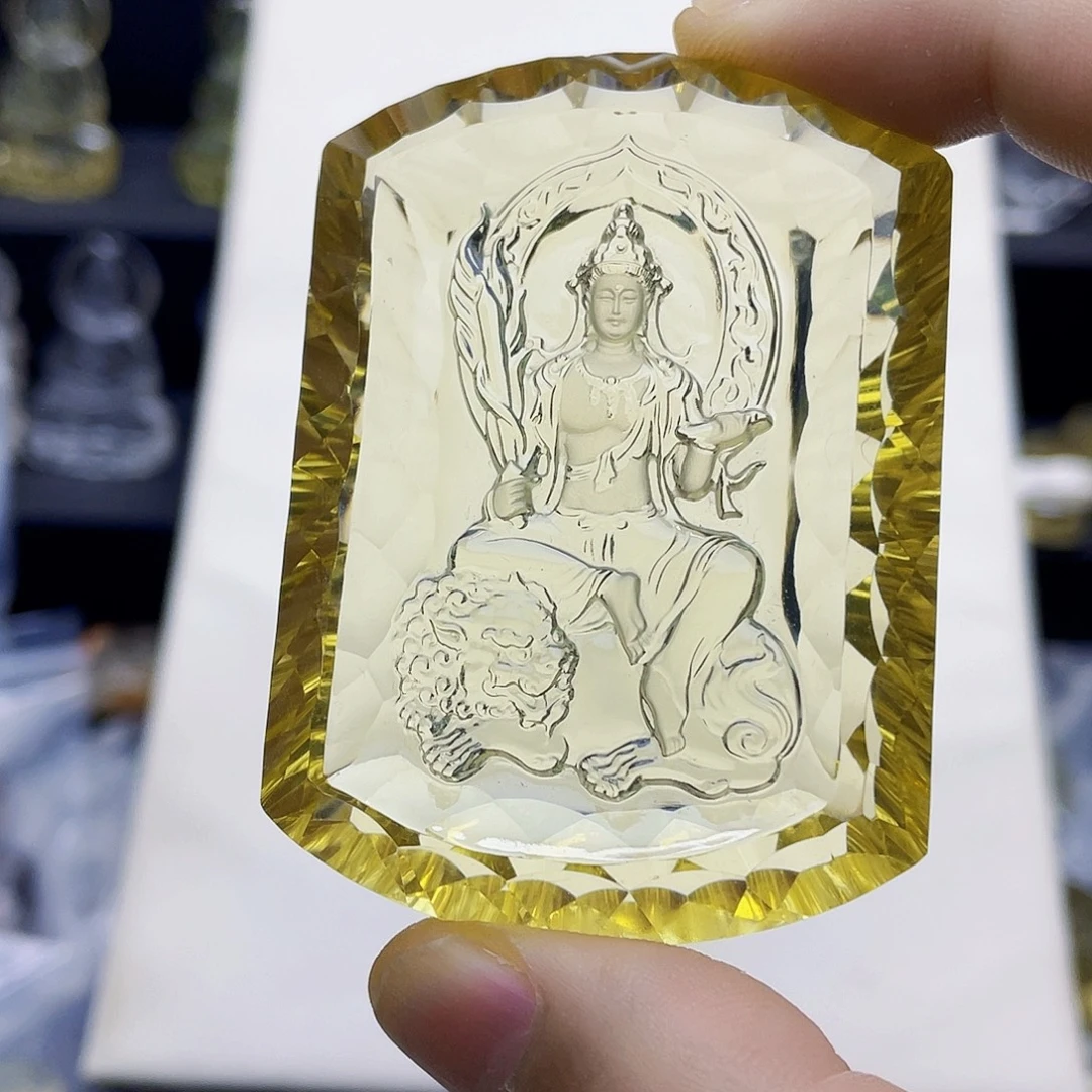 夏***语水晶颈饰未镶嵌黄水晶千禧面文殊菩萨