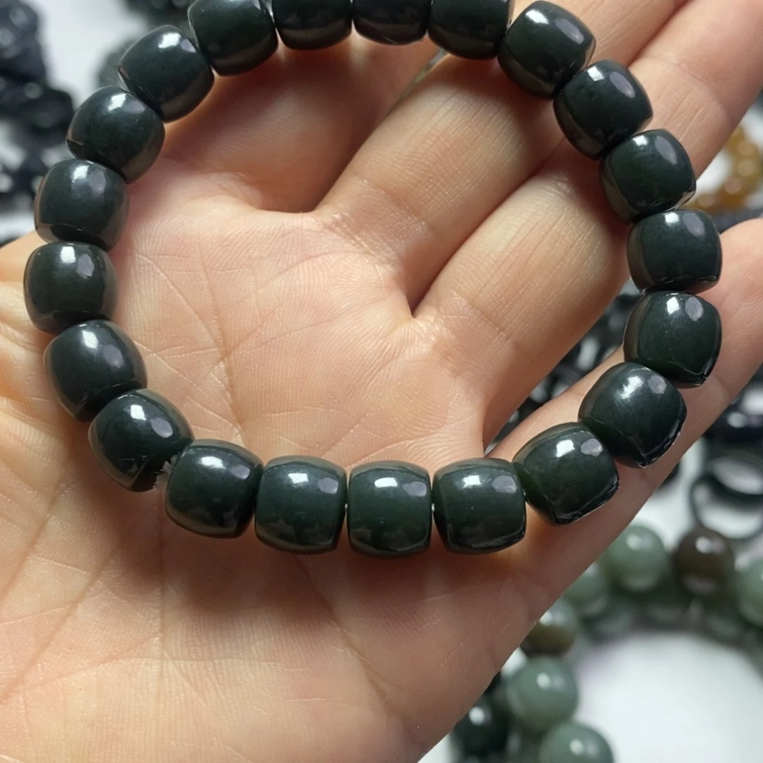 和田玉未镶嵌手链新疆和田青玉卡10直切手串