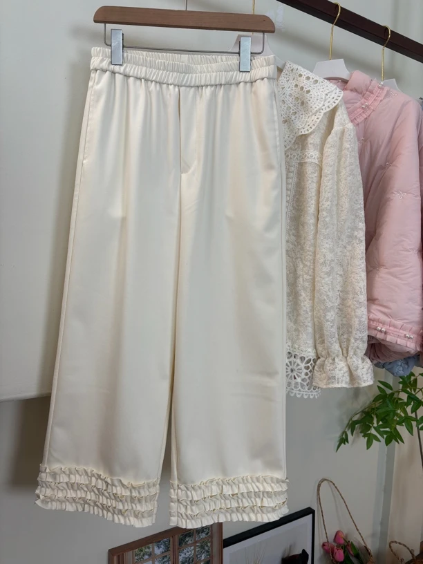 花边 早春设计阔腿裤