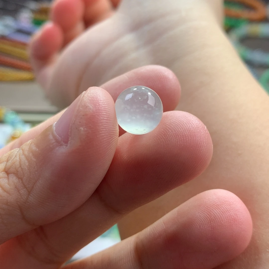 翡翠未镶嵌手链木那雪花棉高冰白月光单珠卡10.1