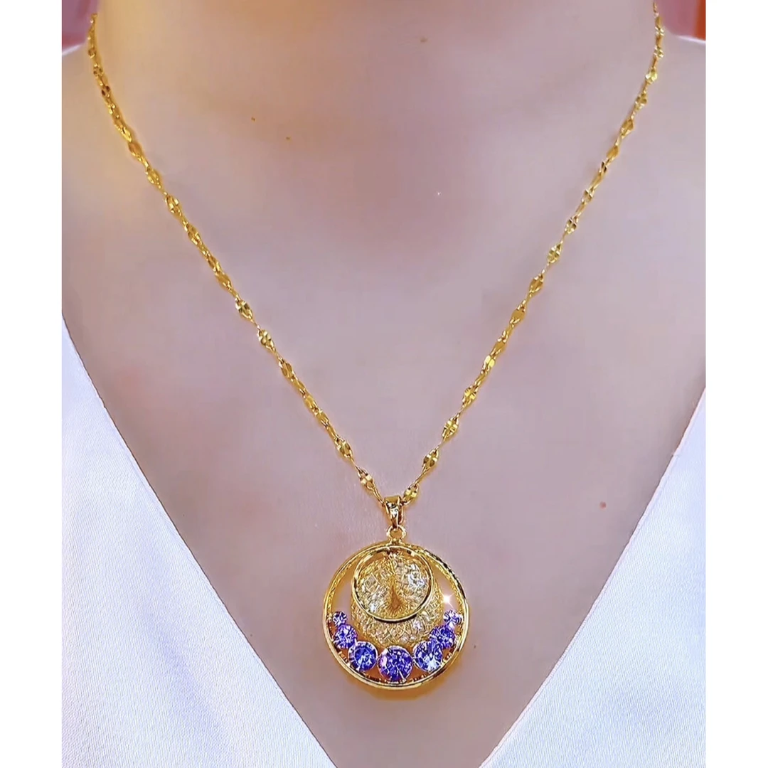 钛钢项链 【圆圆满满】时尚气质国风小众洋气项链锁骨链