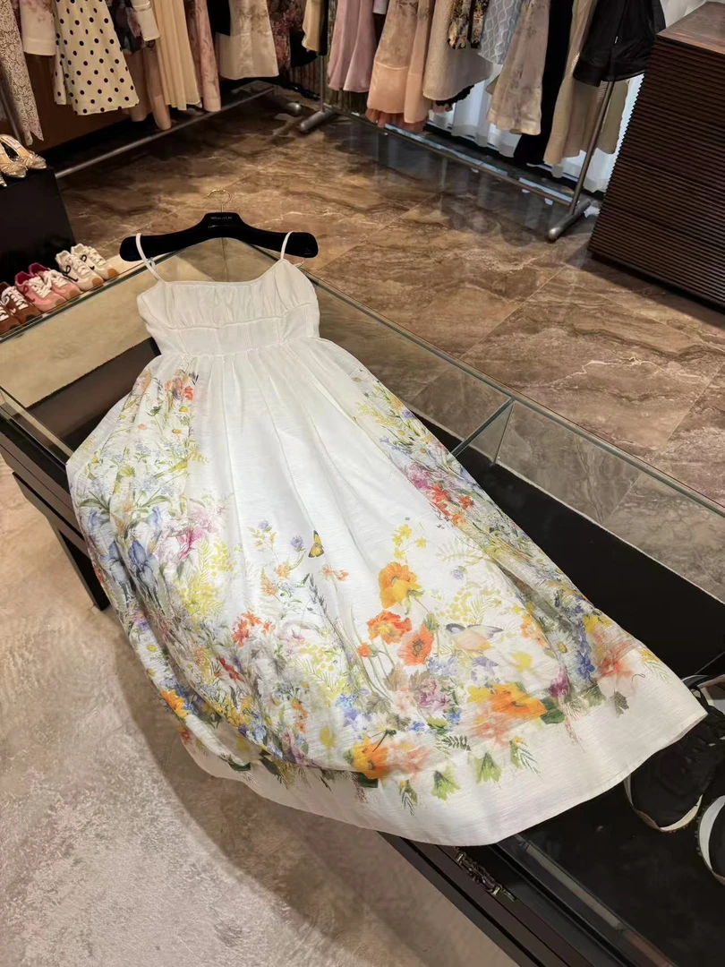 WW2025新款女士白色时尚夏季气质印花连衣裙W201248