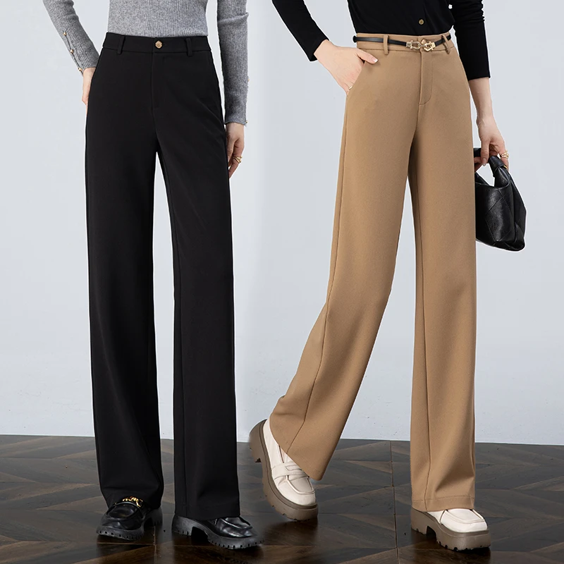 【玻尿酸】窄版直筒裤女秋季新款高腰显瘦垂感裤子女款爆款2025新款