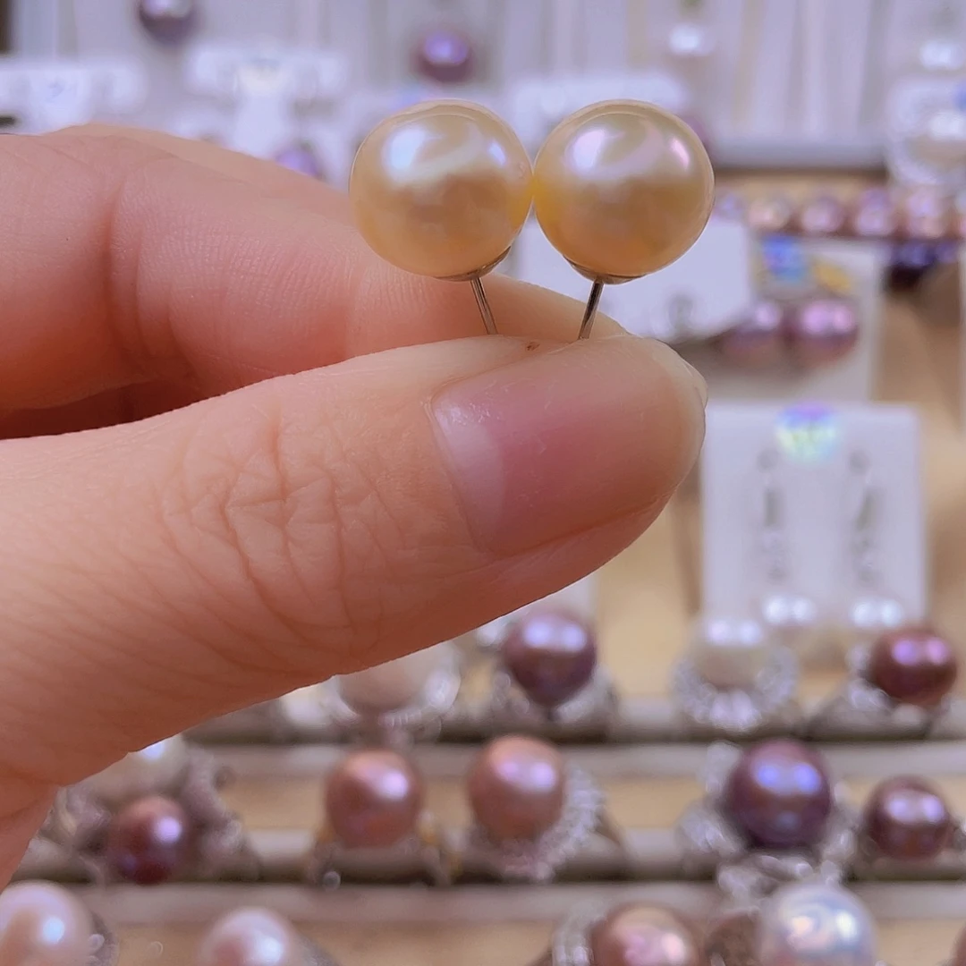 银S925镶嵌耳饰淡水珍珠