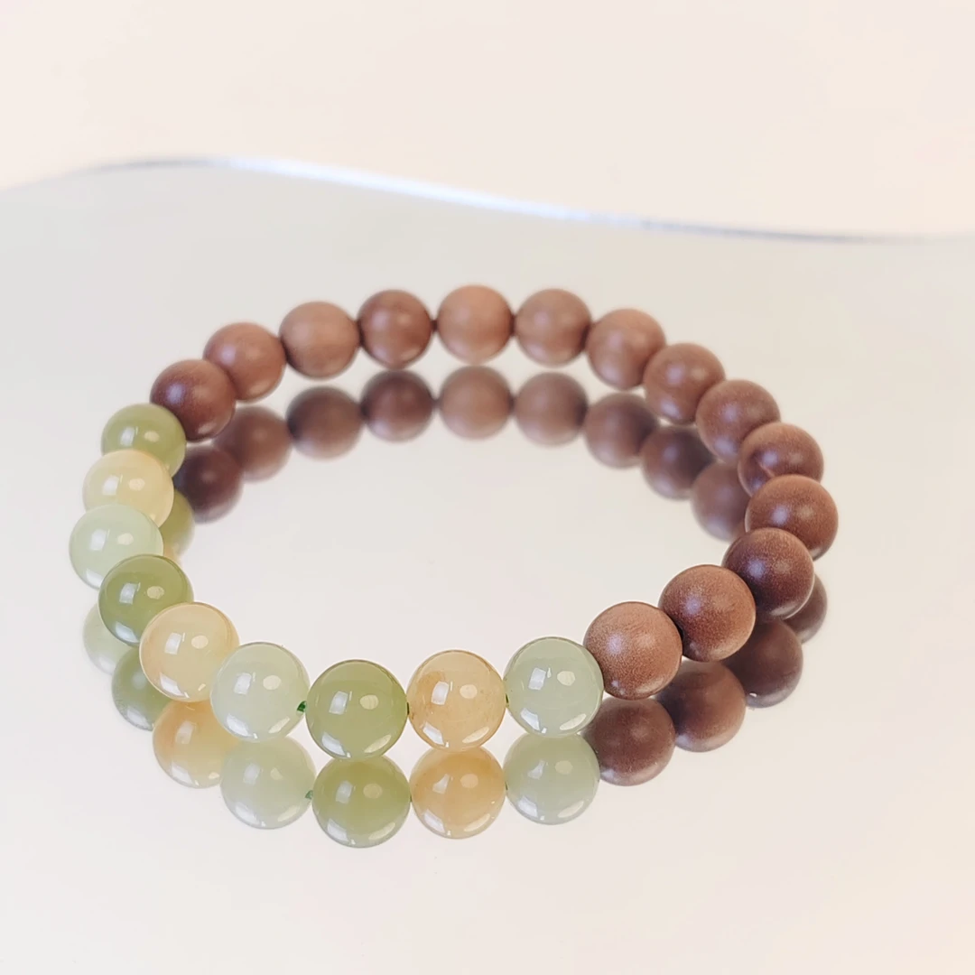 【小和春日】印度迈索尔正区老山檀和田玉8mm手串