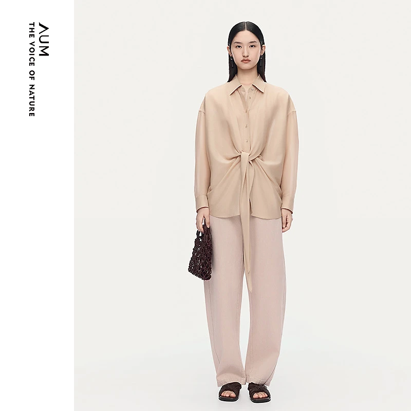 AUM噢姆气质针织女士春夏宽松设计师系带休闲哈伦裤M1FZ38025