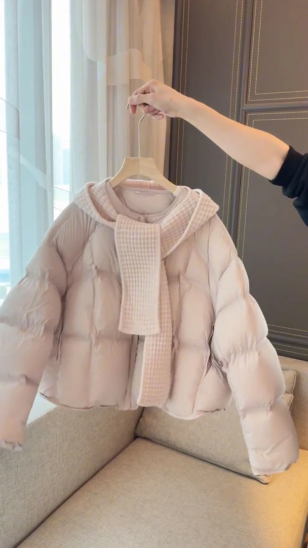 韩系短款粉色羽绒服女2025年冬季新款甜美小清新加厚保暖外套上衣