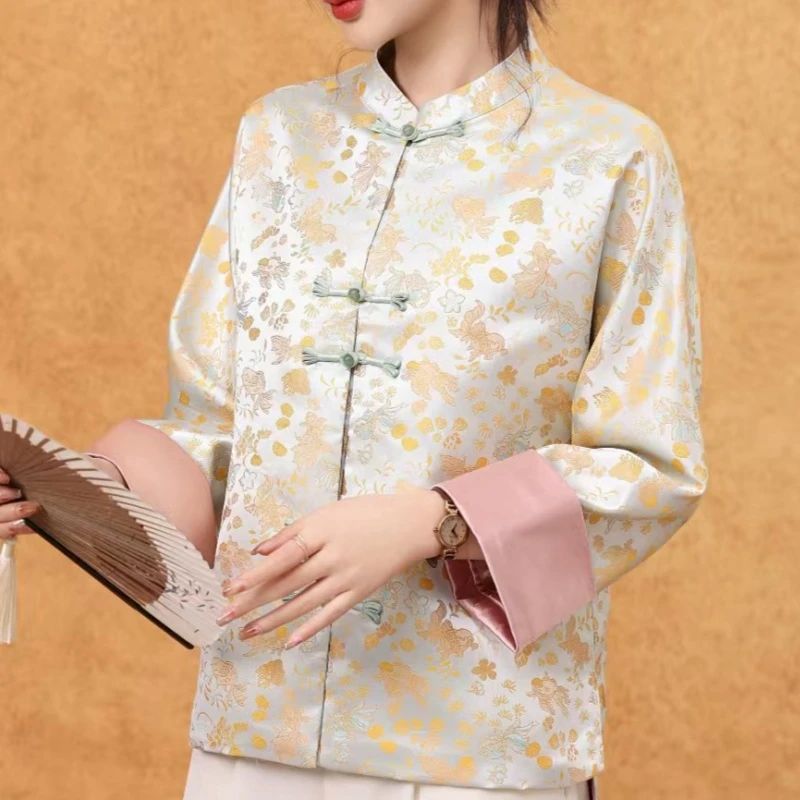 白露未晞 挽袖设计款盘扣国风外套7712