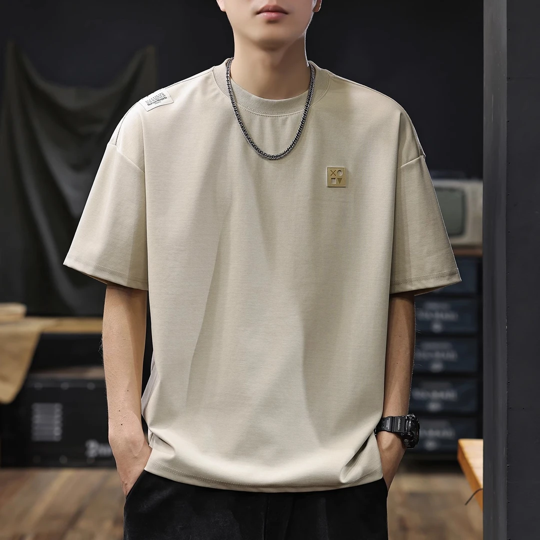 U&PURA夏季凉感舒适短袖T恤男2025新款潮牌宽松简约休闲半袖衫