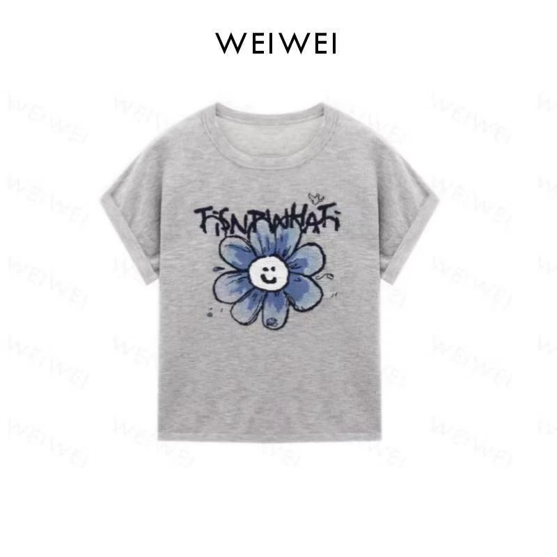 圆领提花针织短袖lf011