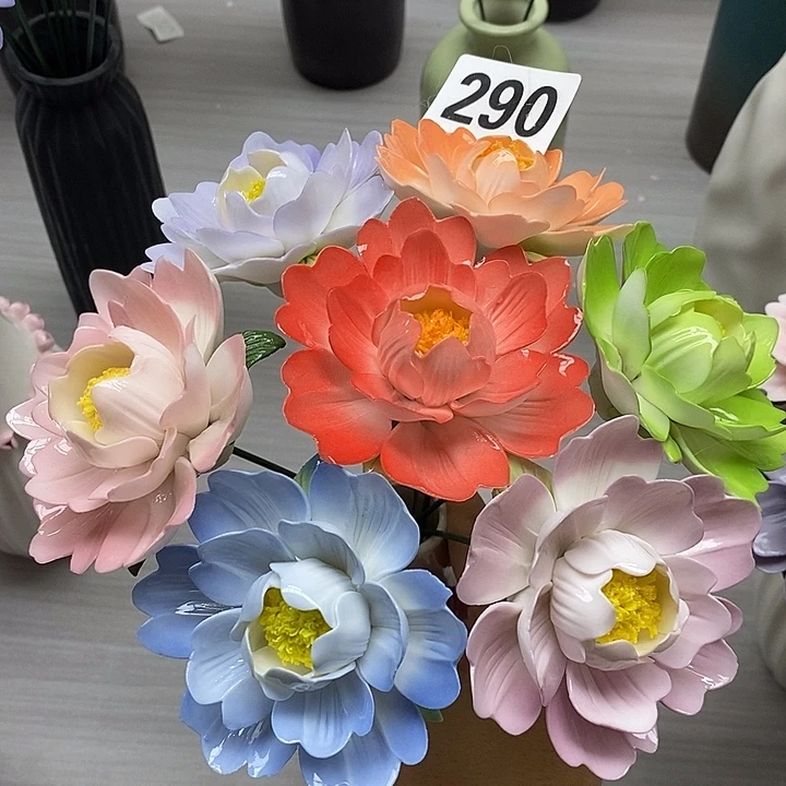 陶瓷陶瓷材料加工7朵芍药