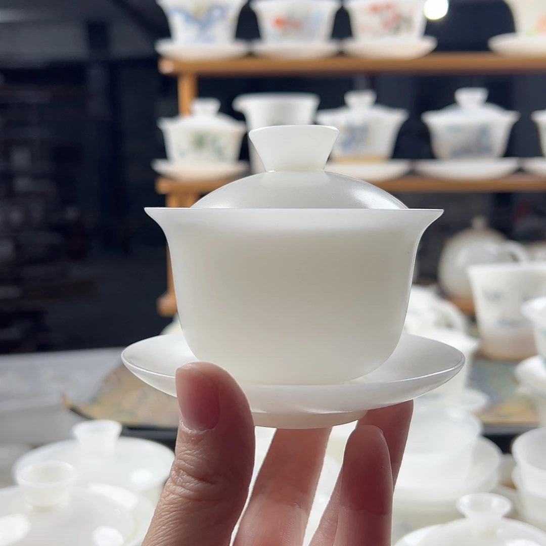 素烧璞玉元宝盖碗盖下120ml满容150ml