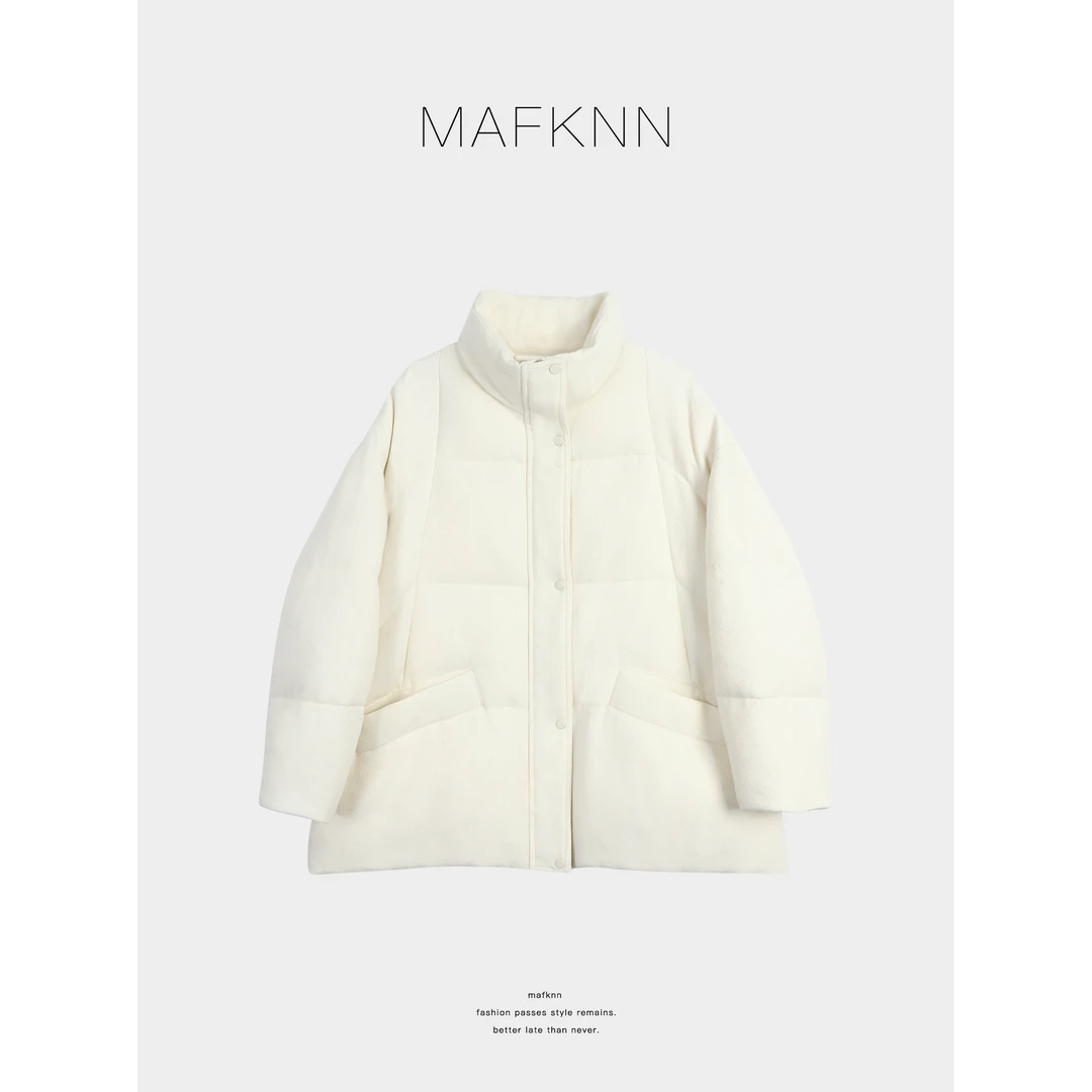 MAFKNN/玛肯时尚休闲简约纯色百搭90白鹅绒羽绒服MK13911