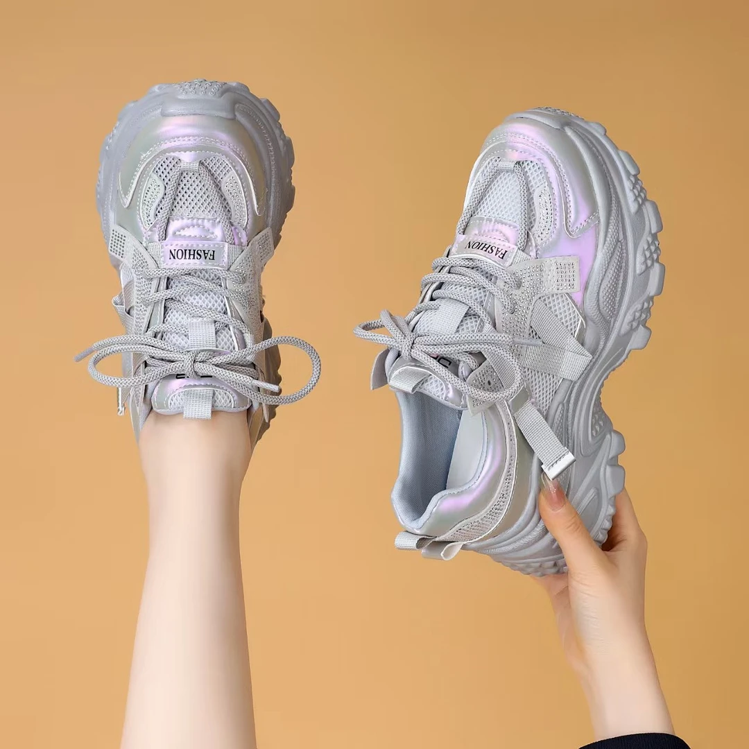 【高品质】网面透气老爹鞋女2025新款增高厚底显瘦小个子休闲运动鞋