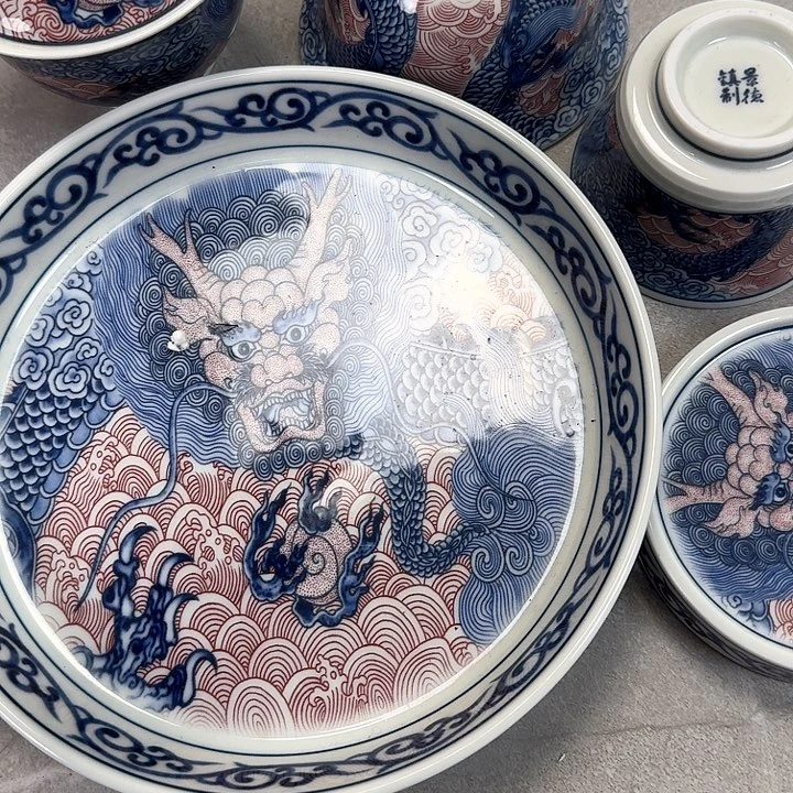 瓷片霸王龙5件套景德镇