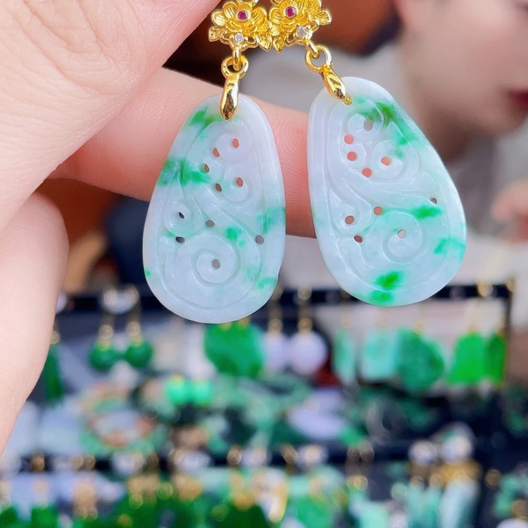 翡翠未镶嵌耳饰饰品