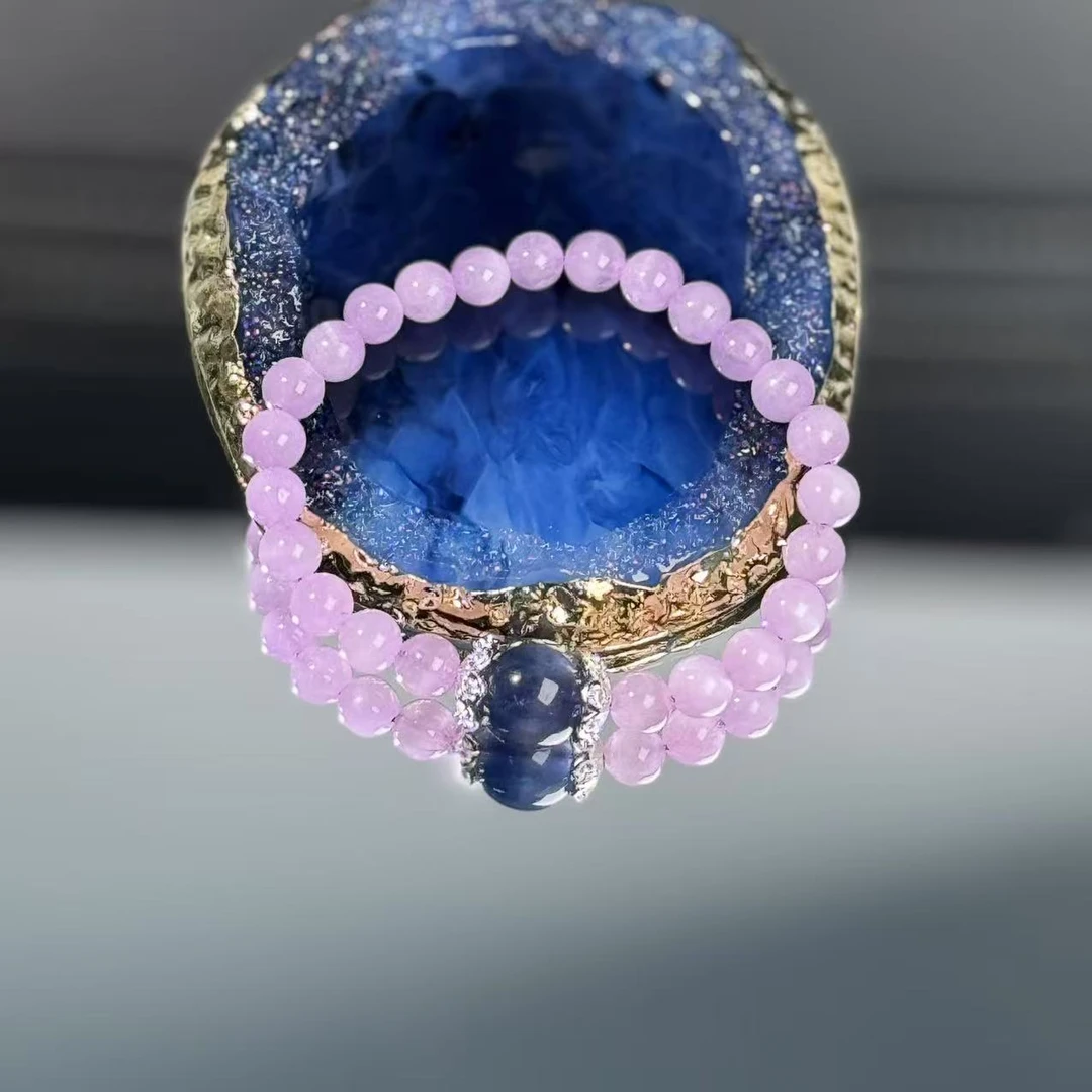 紫锂辉7mm搭萤石时尚手串LY1458